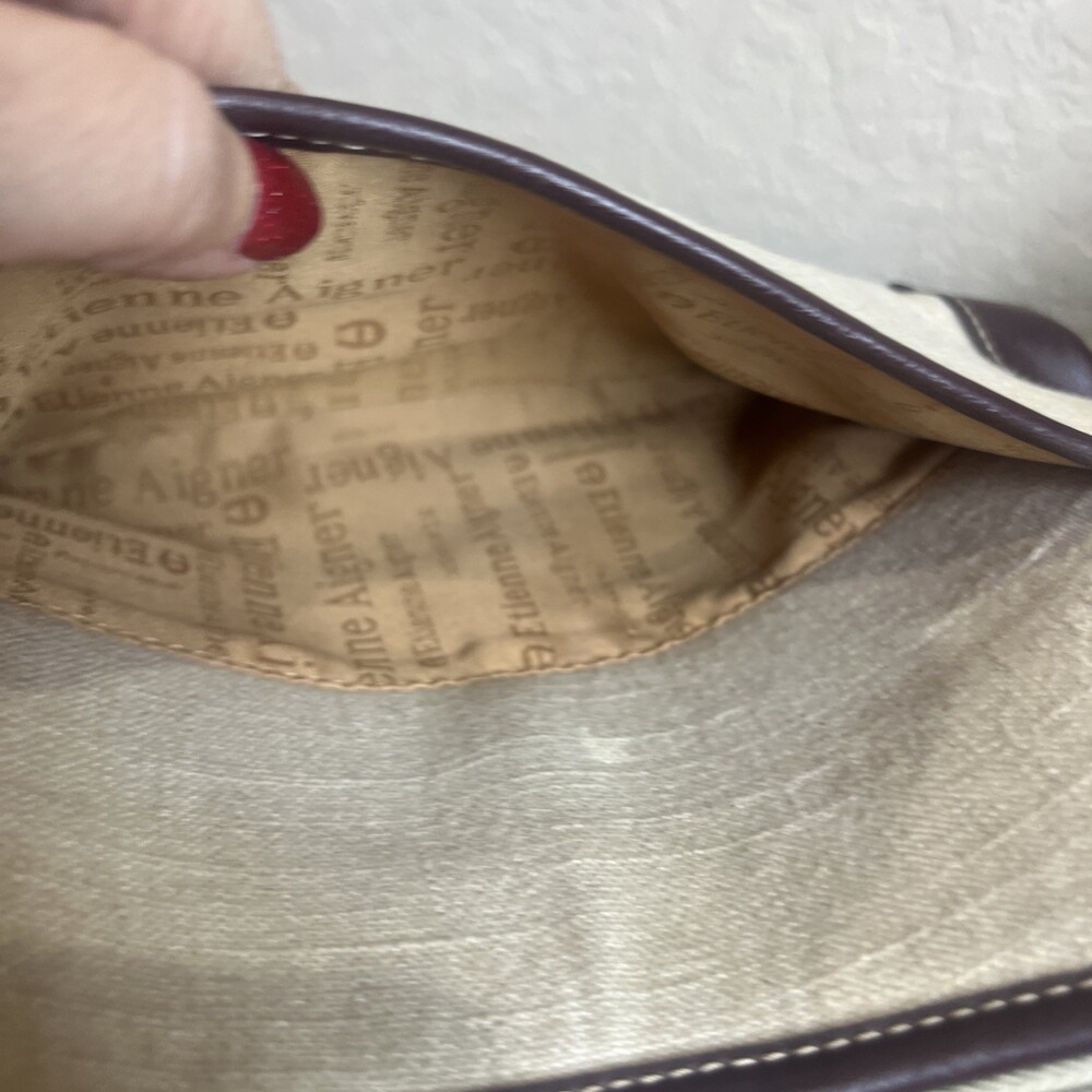 Etienne Aigner Vintage Classic Minimalist Brown And Beige Handbag Purse - Picture 13 of 15
